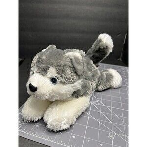 Aurora Husky Dog Wolf Gray White Plush Blue Eyes 12” Silky Stuffed Animal Toy
